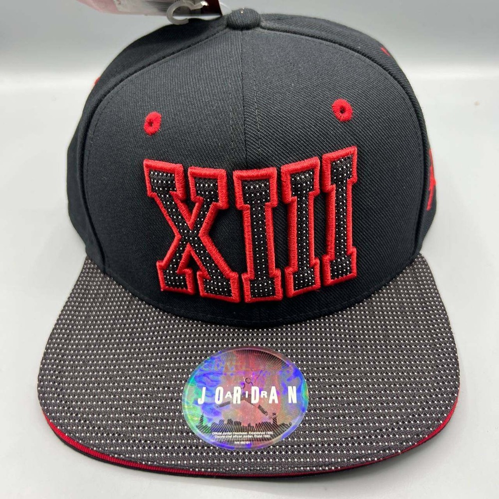 Air Jordan 13 XIII‎ Bred Hat Men Black Embroidered Jumpman Snap Back Cap New